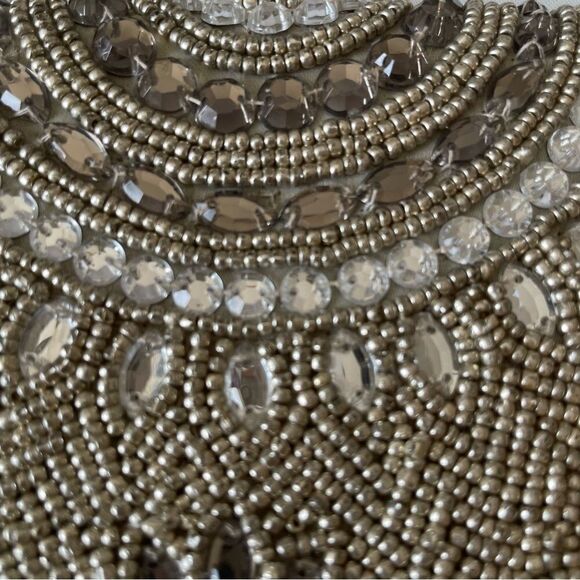 Glint beaded jeweled silver platinum evening bag clutch - Picture 15 of 16